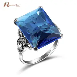 Модные красивые Винтаж 925 серебро реального синий Камни богемный Бохо Кольца для Для женщин Кристалл кольцо anillos BAGUE Femme