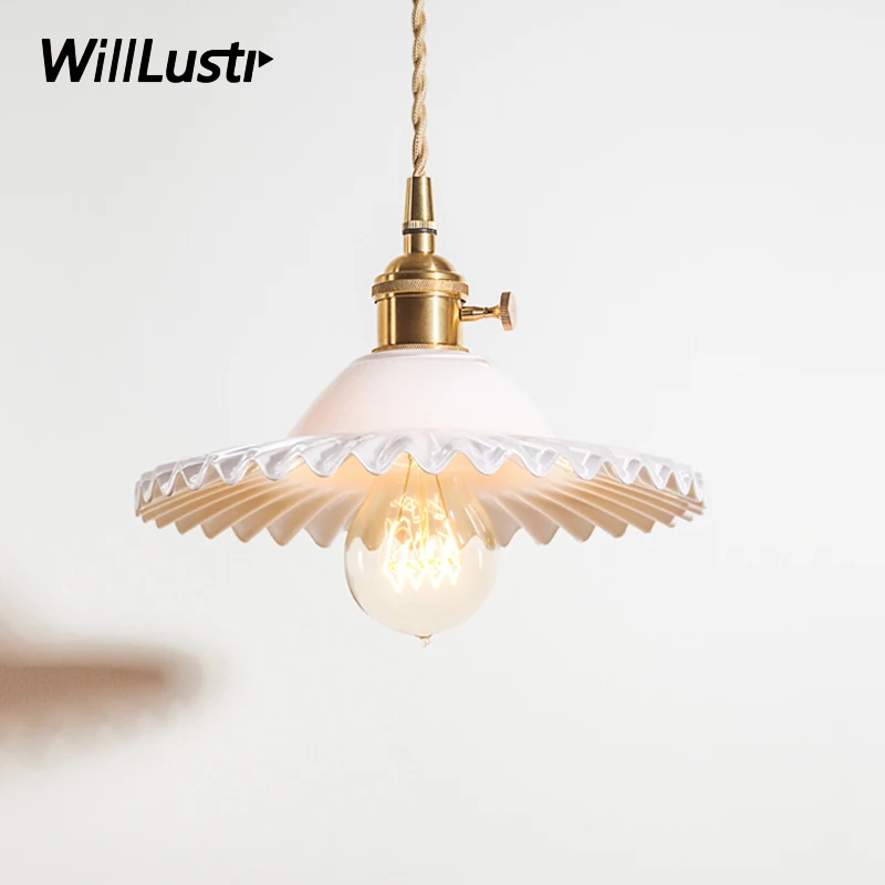 Nordic vintage crystal pressed glass pendant light copper head pendant lamp home dinning room hotel restaurant umbrella light Nordic vintage crystal pressed glass pendant light copper head pendant lamp home dinning room hotel restaurant umbrella light