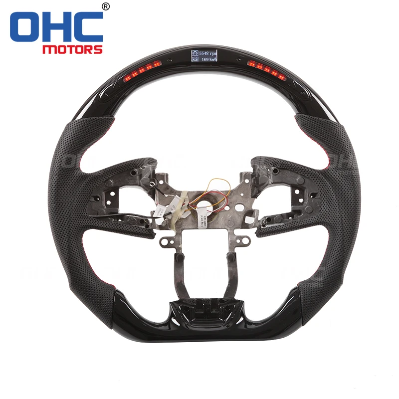 Real Carbon Fiber LED Steering Wheel compatible for Honda Civic