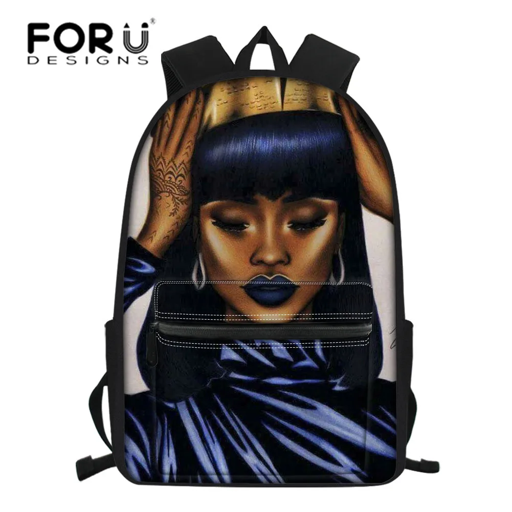 Детский Школьный рюкзак FORUDESIGNS с принтом черной королевы и Африканской девушки