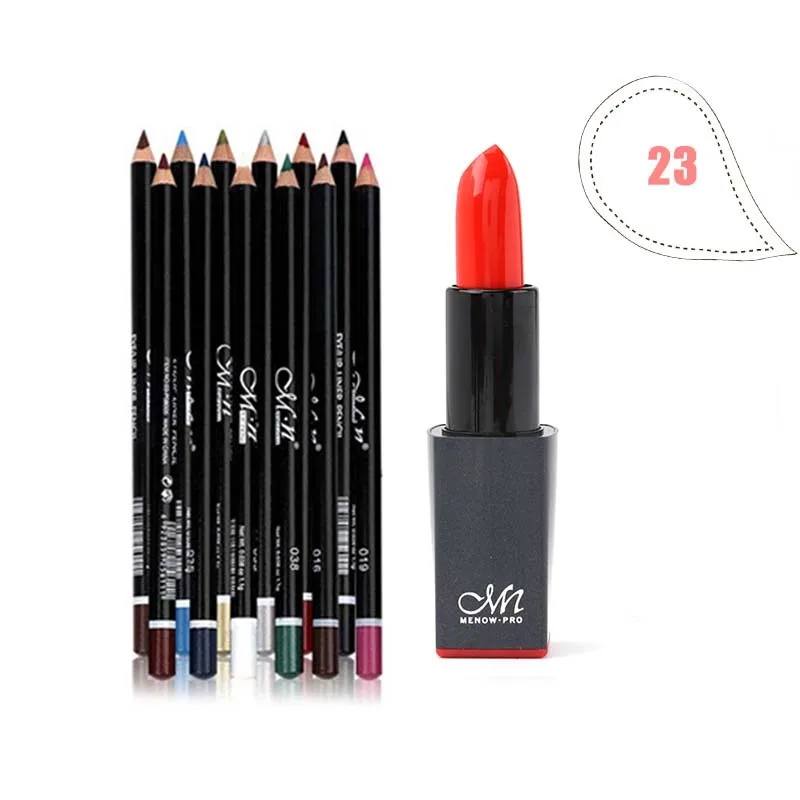 23 Menow бренд Make Up Set 12 Цветов макияжа с глаз Подводка для глаз карандаш Водонепроницаемый для бровей Красота и 24 Цвета одноцветное Цвет помада 5414 - Цвет: 23
