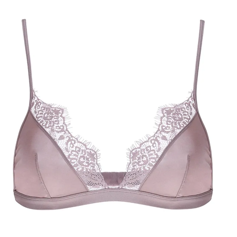 New sexy Satin Bra ultra-thin Wireless Bralette lingerie Lace 3/4 cup Women Brassiere underwear female Soft Comfortable top bras