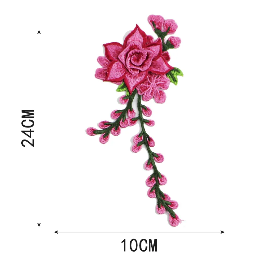 Вышивка кружевная ткань паста национальная джинсовая одежда патч Водорастворимая трехмерная Пара Цветов - Color: 4