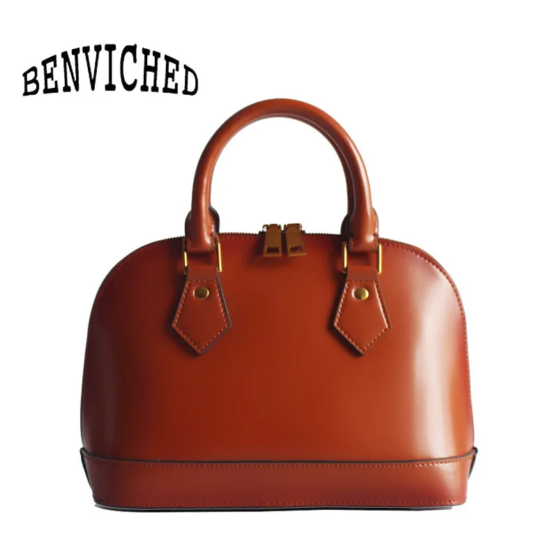 

BENVICHED Ladies' Cattle leather Shell bag 2019 new fashion women green handbag single shoulder bag mini retro bag c383