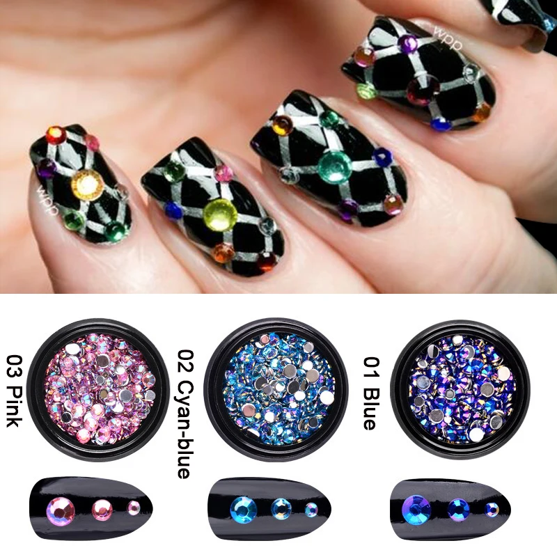 

1 Box AB Rhinestones For Nails Mixed Size Crystal Clear Flatback Gems 3D Nail Art Decoration Non Hotfix Crystal Charm Nail Stone