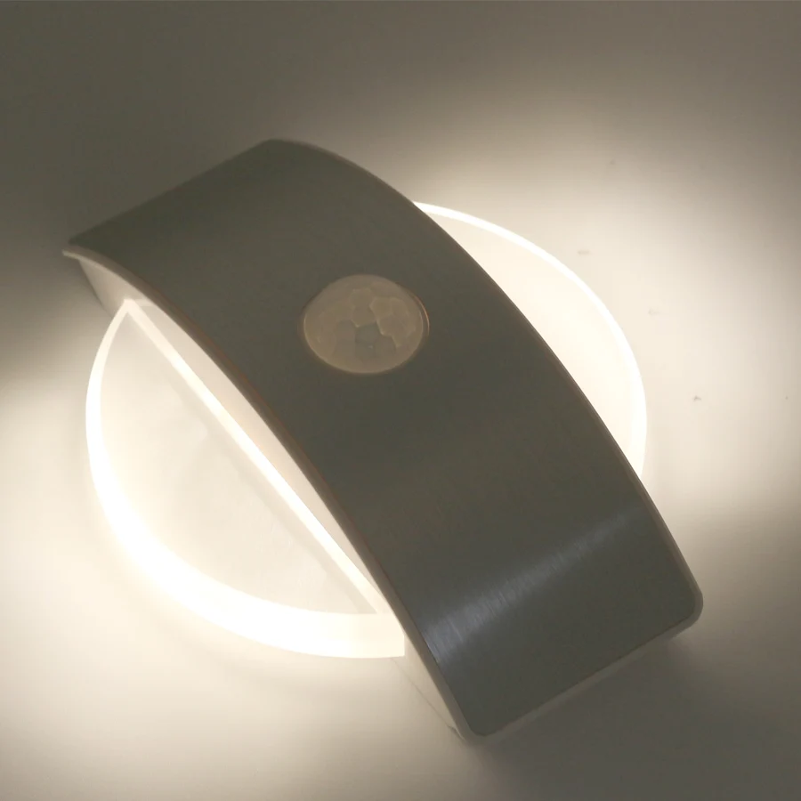USB заряжаемый датчик движения светодиодный ночник батарея WC Туалет освещение для шкафа-буфета Спальня прикроватный настенный светильник ночного освещения