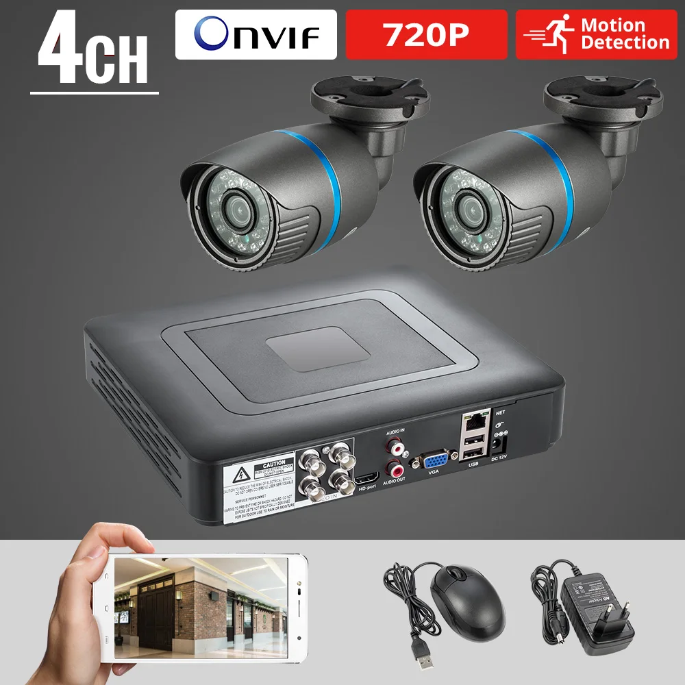 

4CH CCTV Security Camera System HDMI CCTV DVR 2PCS 2000 TVL 1.0 MP IR-cut Outdoor Weatherproof AHD Camera Surveillance kit