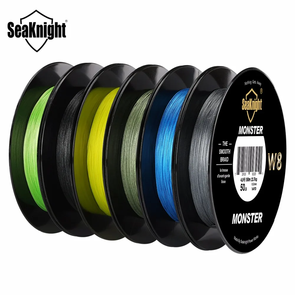 SeaKnight Monster 8 нитей 150 м плетеные рыболовные лески 20-100LB PE сильная мультифиламентная широкоугольная технология морская рыболовная веревка