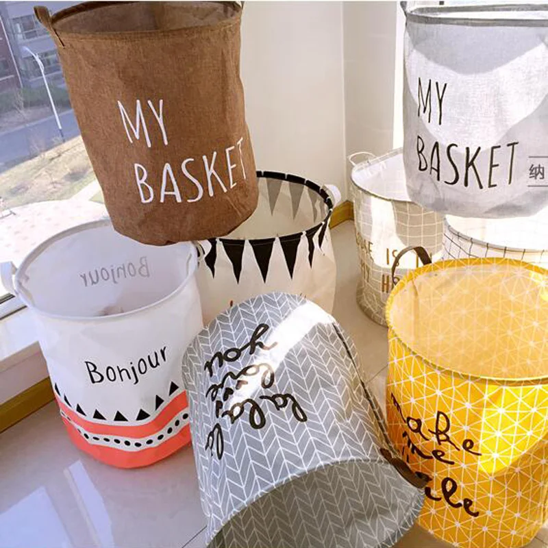 Large 40*50Cm Folding Dirty Clothes Washing Laundry Basket Cartoon Storage Barrel For Baby Toys Sundries Room Organizer Bag