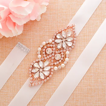 

Rose Gold Crystal Belt Rhinestone Wedding Belt Pearl Wedding Belt For Bride Dress Belt A111RG