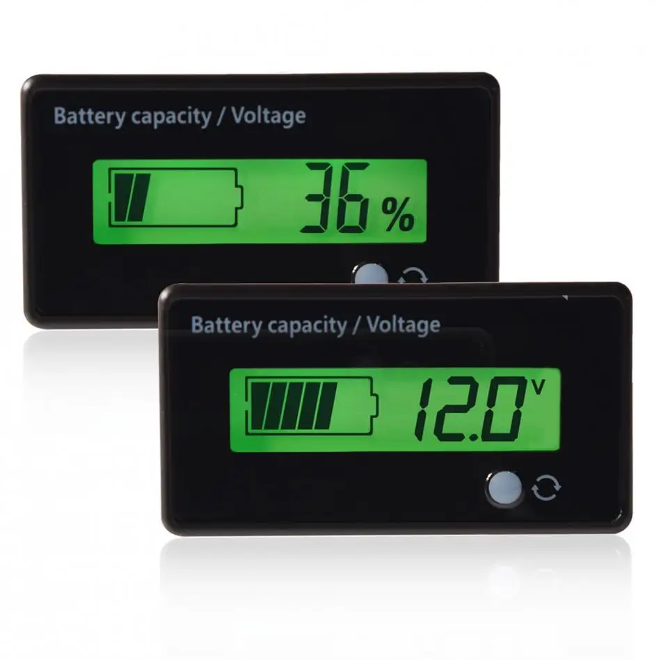 Green Backlit LCD Display Battery Capacity Voltage Meter Tester