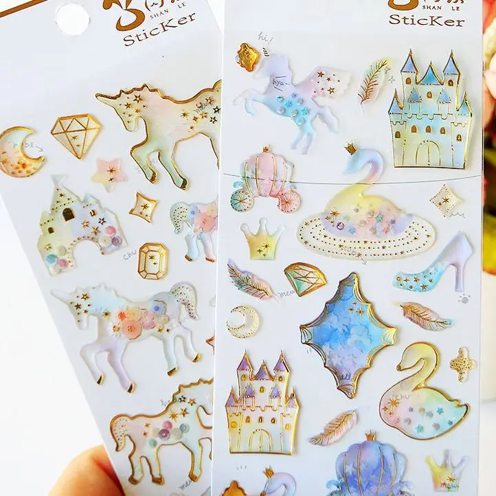 

1pcs/pack Stationery Stickers Unicorn Planet 3D Crystal Diary Planner Decorative Mobile Stickers Scrapbooking DIY Craft Stickers