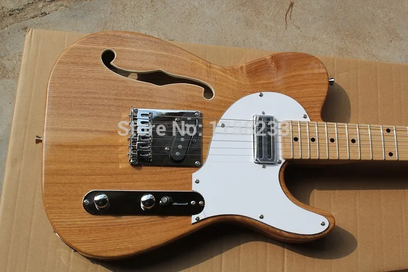 

. Free shipping 2017 new Semi-hollow electric guitar models Telecaster single F-hole wood color guitar