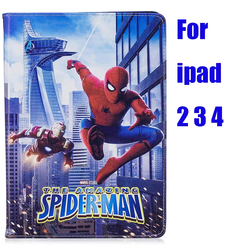 «Человек-паук» и «Супермен» с рисунком чехол для Apple iPad Mini 1 2 3 iPad 5 6 iPad Air iPad Air2 iPad 9,7 iPad 4 чехол Подставка для планшета Funda - Цвет: as photo