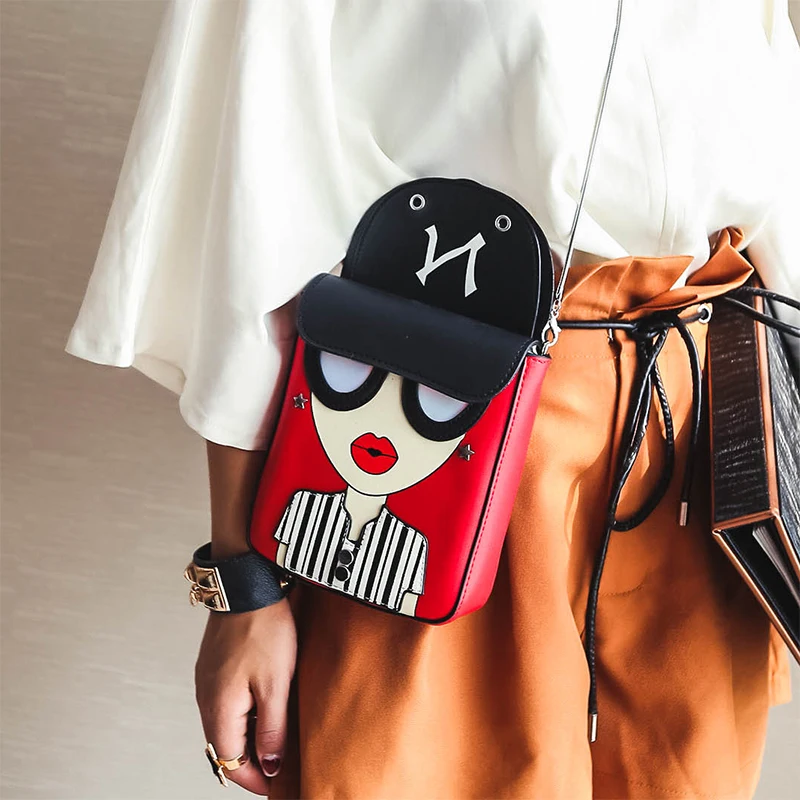 

Ins super fire single shoulder slung mini chain small bag 2018 new girl student mobile phone bag lady cartoon shoulder bag
