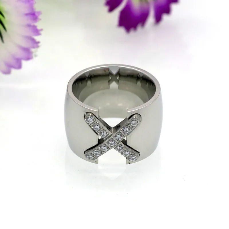 Новое поступление, Золотое кольцо Bijoux, ширина 14 мм, большое кольцо с чешским крестом, кольцо X для женщин, модные ювелирные изделия с кристаллами,, подарок