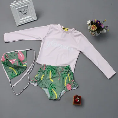 Семейный купальник для мамы и дочки; комплект из 2 предметов; бикини с высокой талией с цветочным принтом; купальные костюмы для родителей и детей; купальный костюм; 2 цвета