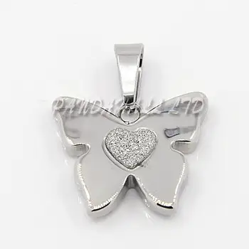 

Valentines Day Ideas for Her 304 Stainless Steel Pendants, Butterfly with Heart, 16x18x3.5mm, Hole: 4x6mm