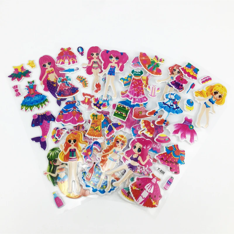 

Puffy Stickers Girl 3D Bubble Sticker Funny Cartoon Scrapbook Book Sticker Diary Girls Kid Toy For Children Laptop Stickers Gift