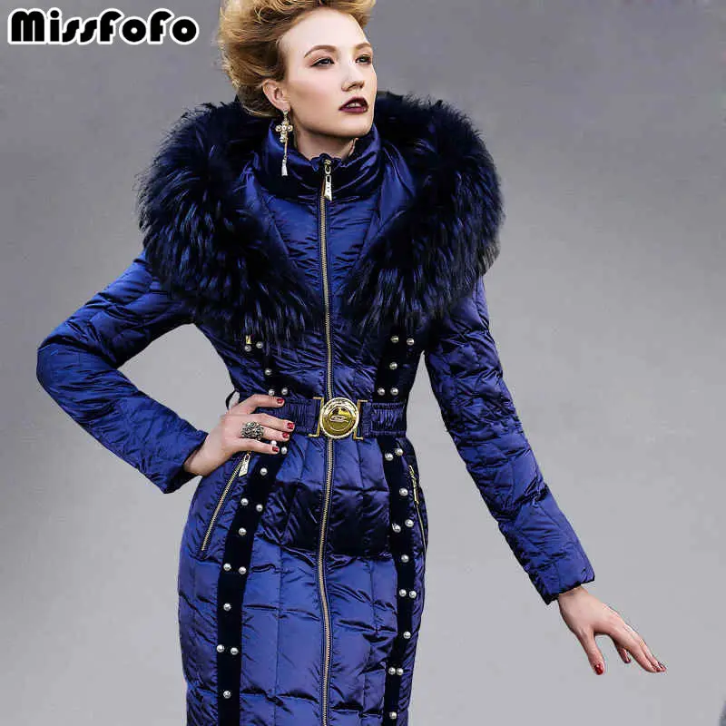 MissFoFo женские пуховые куртки Royalcat пальто Высокое качество натуральный мех енота