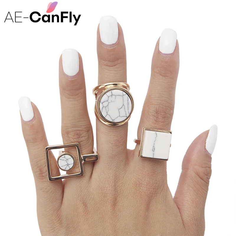 AE CANFLY геометрическое круглое квадратное кольцо для большого пальца богемное
