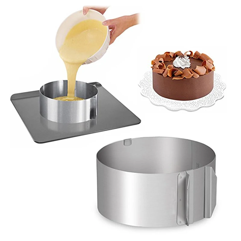 

6~12" Retractable Stainless Steel Circle Mousse Ring Baking Tools Set Adjustable Cake Mold Pastry Ring Bakeware 25
