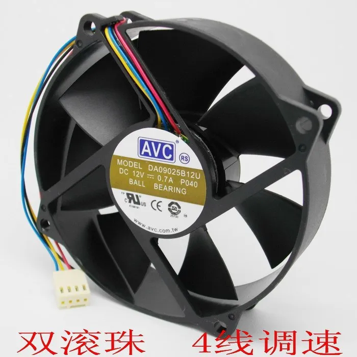 Новый оригинальный охлаждающий вентилятор AVC DA09025B12U 12V 0.7a компьютер PWM CPU с двумя