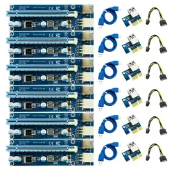 6 шт. 006C Riser PCIE PCI-E PCI Express Riser Card 1x до 16x GPU USB 3,0 удлинитель адаптер SATA до 6Pin мощность кабель для Майнинг Биткойн