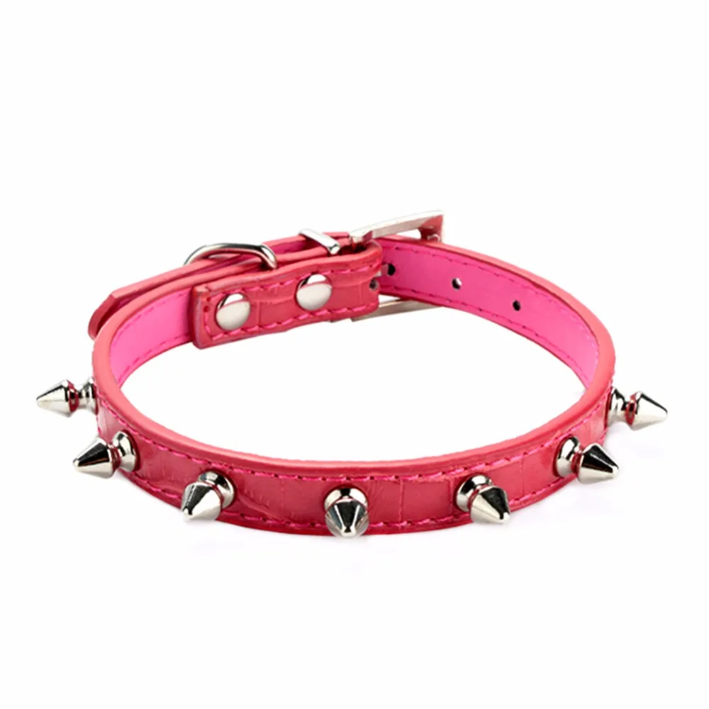 Lovely Pet Cat Dog PU Leather Leads Rivet Spiked Studded Adjustable