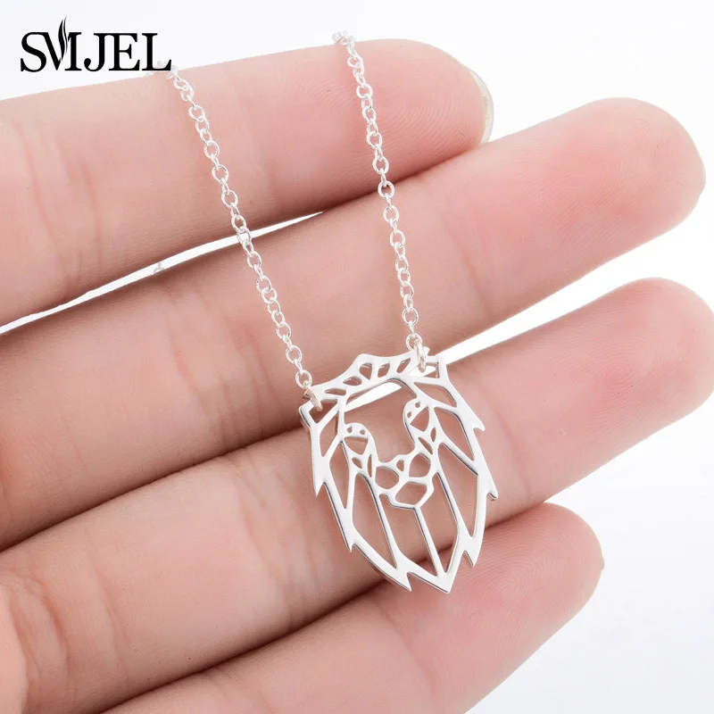 

SMJEL Vintage Lion Necklaces & Pendants Origami Animal Lion Head Necklace Ladies Friend Gift Women Clothing Accessories collier