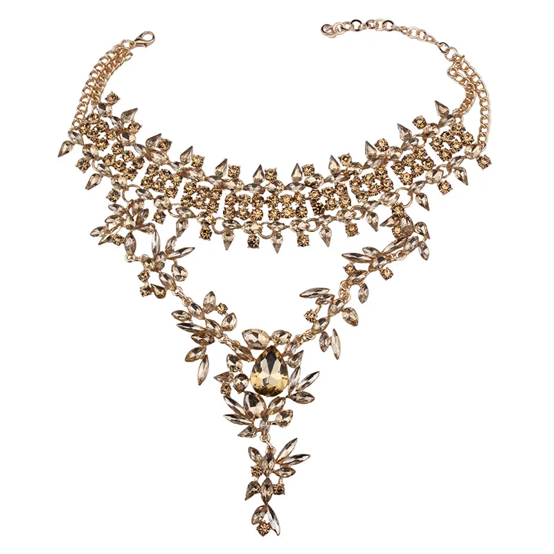 Женское колье чокер с кристаллами золотистого цвета цветами|pendants for women|collar