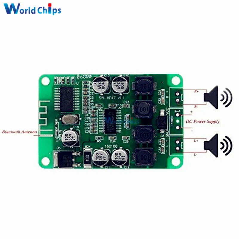 TPA3110 2X15 Вт 15 Вт+ 15 Вт Беспроводной Bluetooth аудио Мощность усилитель доска двухканальный усилитель модуль для 4/6/8/10 Ом Динамик DC 10-алюминиевая крышка, 25В