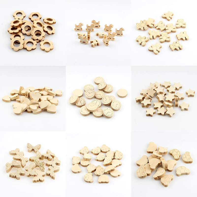 

Natural Color Mixed styles Wooden Beads Wood Accessories DIY Beads for Jewelry Making Baby Wood Pacifier Clip