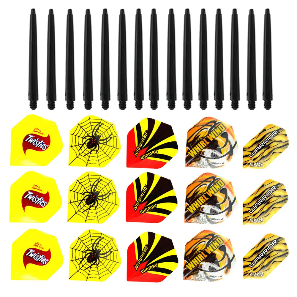 Fox Smiling 15pcs Nylon Dart Shafts And 15pcs Popular Darts Flights Dardos Dart Accessories For Indoor Games