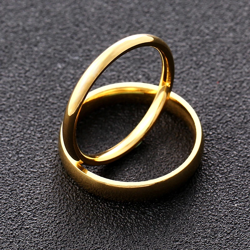 4 мм 2 мм золото титановая сталь пара кольцо для мужчин и женщин