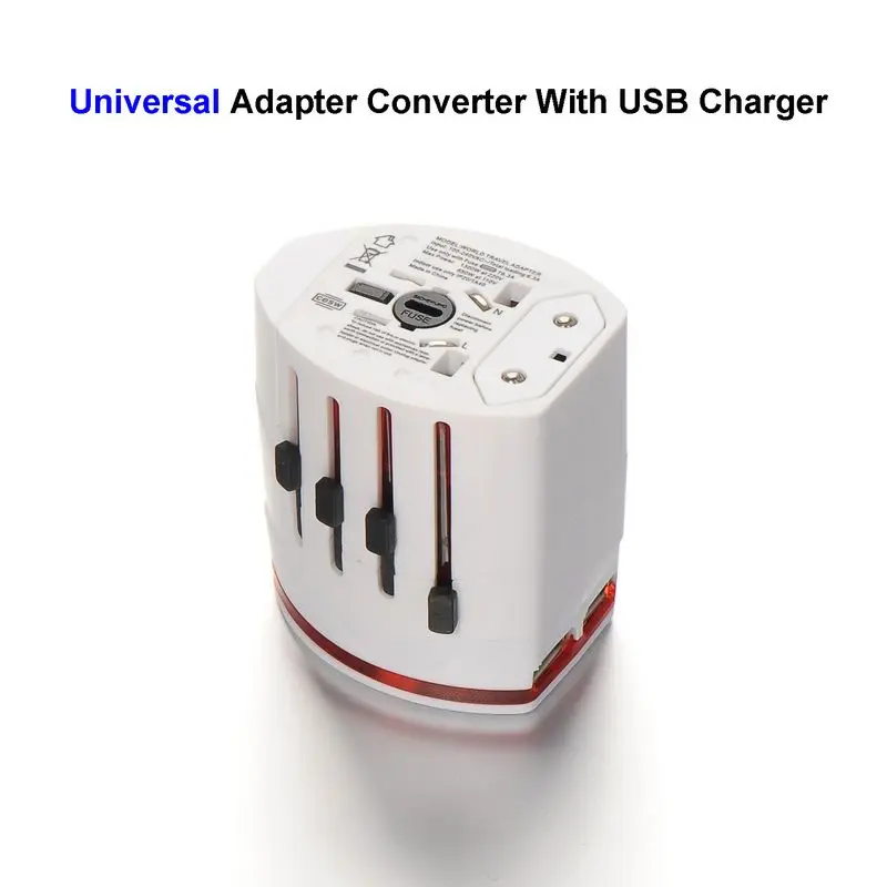 

Universal US EU AU UK Plug Adapter AC Travel Power Adapter Converter Outlet With Dual 5V 2.1A USB Charger