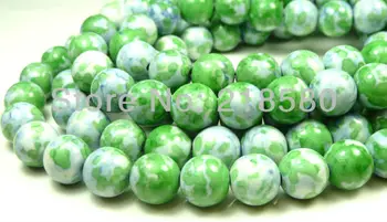 

H-RB06 200pcs/pack 6mm 8mm 10mm 12mm Round Green, Light Blue Rain Flower Stone Ocean Jadee Round stone Beads