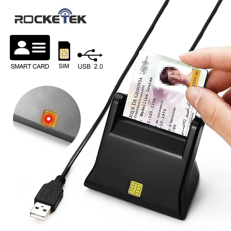 

Rocketek USB 2.0 Smart Card Reader cac,ID,Bank card,sim card cloner connector cardreader adapter computer pc laptop accessories