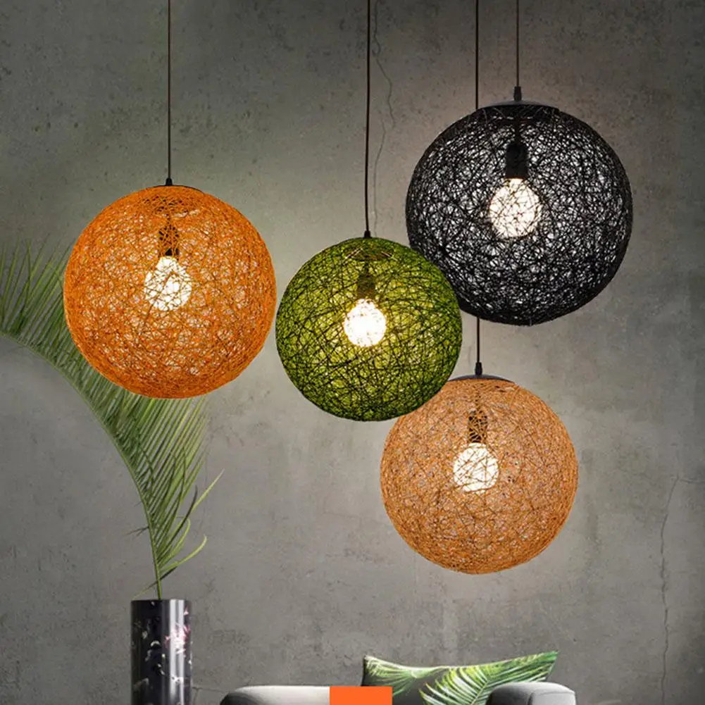 

Hemp Ceiling Light Globe Pendant Lampshade Cover Handwork DIY Kit Home Decor