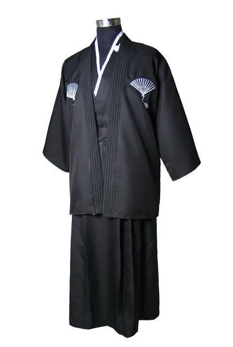 Бежевый Винтаж японский Для мужчин шелковый атлас кимоно воин юката хаори Хэллоуин сценический костюм производительности Костюмы один