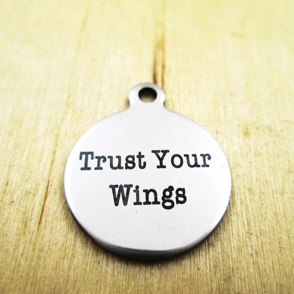 10 шт./лот подвески из нержавеющей стали trust your wings лазерная гравировка Подвески