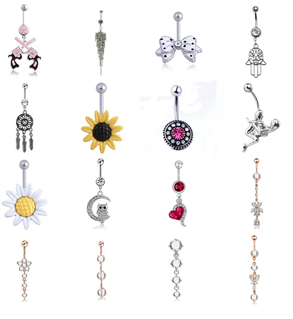 

Hot Sale Sexy Dangle Navel Belly Button Rings Belly Navel Piercing Surgical Steel Belly Dance Bars Body Jewelry Piercing Barbell