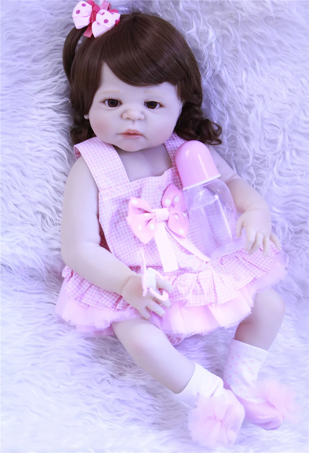 

NPK Bebe-reborn 22INCH full silicone reborn baby dolls toys for children gift curly hair princess bonecas brinquedo menina