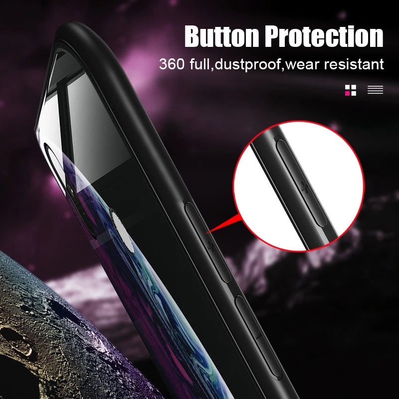 Hisomone Glass Silicone Case For Huawei P20 Lite P Smart Luxury Space Back Cover Case For Huawei Honor 9 Lite 10 Mate 20 Lite