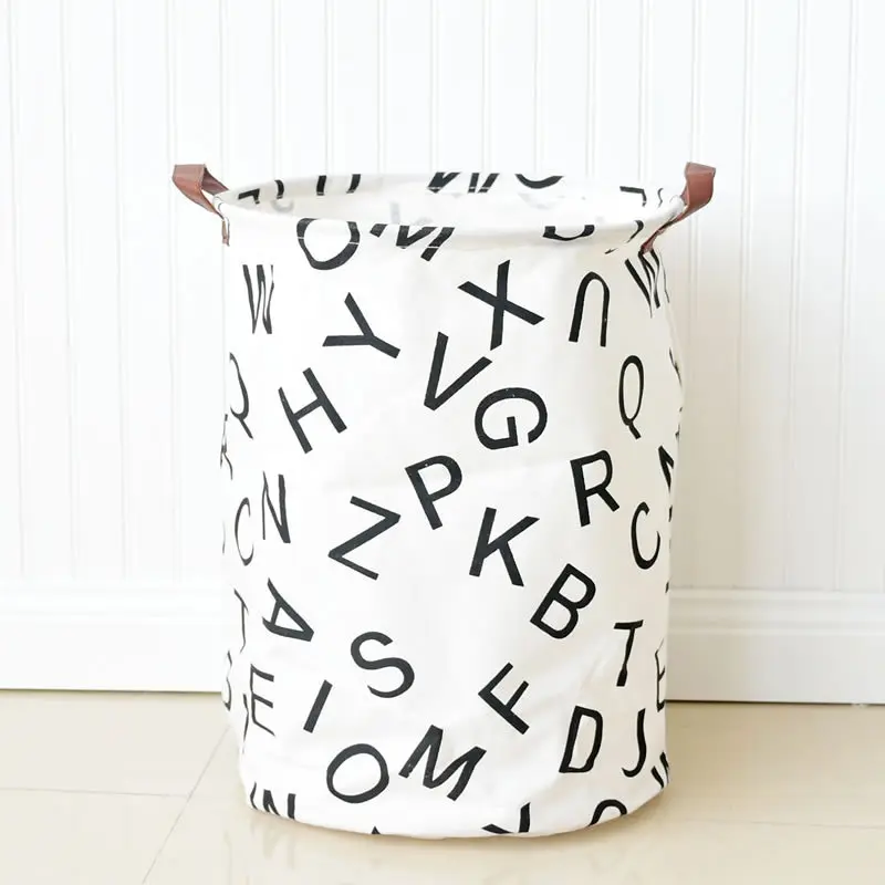 

35*45cm Folding Laundry Storage Basket for Dirty Clothes Baby Toy Organizer Storage Bucket Irregular Alphabet Pattern