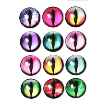 

10-30pcs 10mm-30mm Round Handmade Dragon Cat Eyes Photo Glass Cabochons Base Setting Jewelry Charms Accessory No.1019