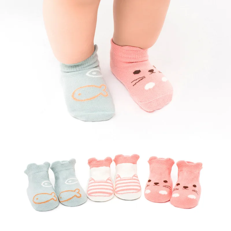 Новинка; 3 пары/партия; Низкие носки для новорожденных из хлопка; Детские носки с героями мультфильмов; носки-тапочки для малышей