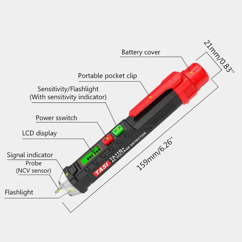 

12-1000V Non-Contact AC Voltage Detector LCD Digital Display Test Meter Electeic Pen With Adjustable Sensitivity Handy Volt Stic