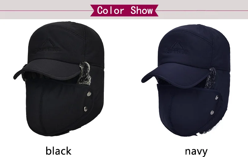 AETRUE Winter Hat Men Bomber Hats For Men Women Thick Balaclava Cotton Fur Earflap Warm Caps Skull Mask Male Winter Bomber Hat -