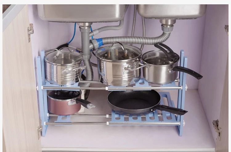 vanzlife Adjustable shelf under ground sink receive a rack shelf in the kitchen kitchen utensils and receive pot rack shelf rack